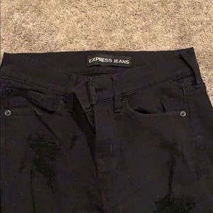 Black express raw hem ripped denim jeans